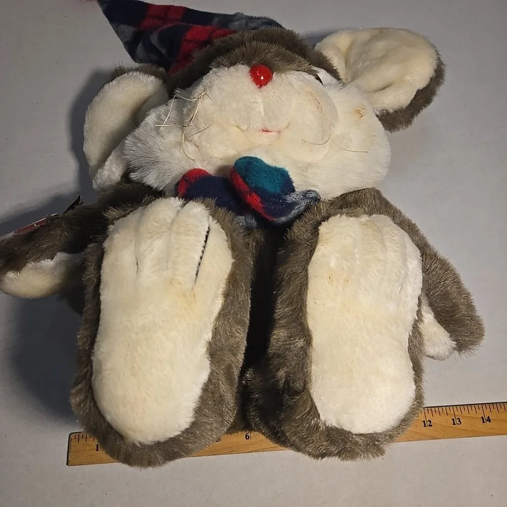 VTG Dayton Hudson Target Christmas Mouse Plush 12x14in Squeak Ear‎ Holiday 1980s